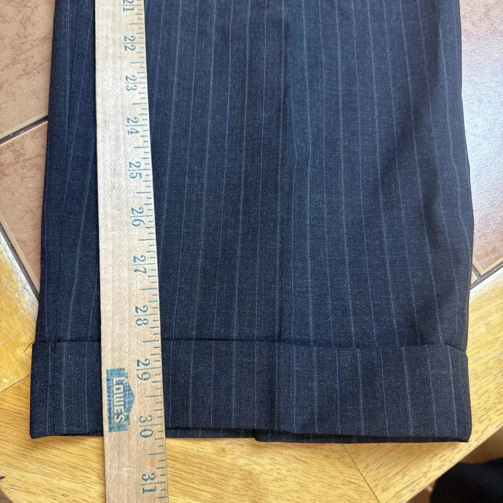 Hart Schaffner Marx Gold Trumpeter Gray Stripe Suit 38R Pants 32 x 30 Vintage